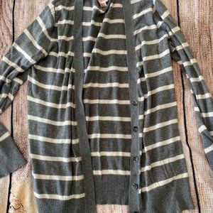 Grey and White Stripped Cardigan